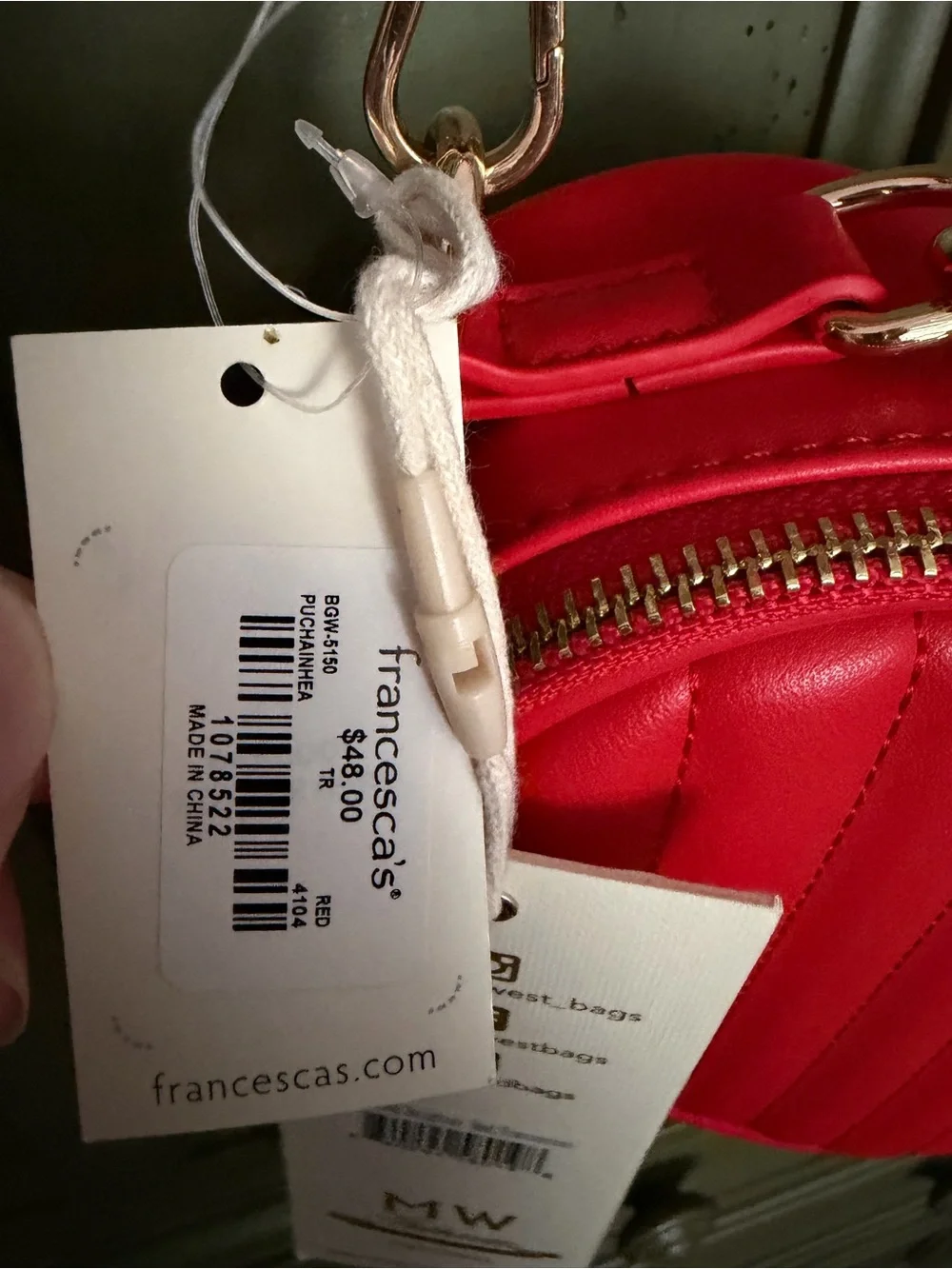 NWT Madison West Red Quilted Heart Crossbody Bag